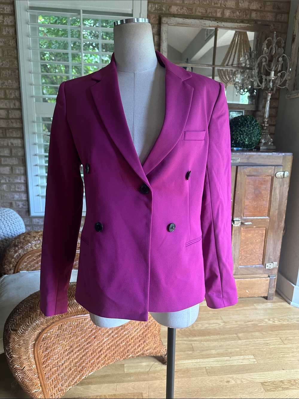 ARGENT LUXURY CROSSOVER BLAZER & PANTS MAGENTA SUIT WOMEN POWER 10 NEW WITH TAGS